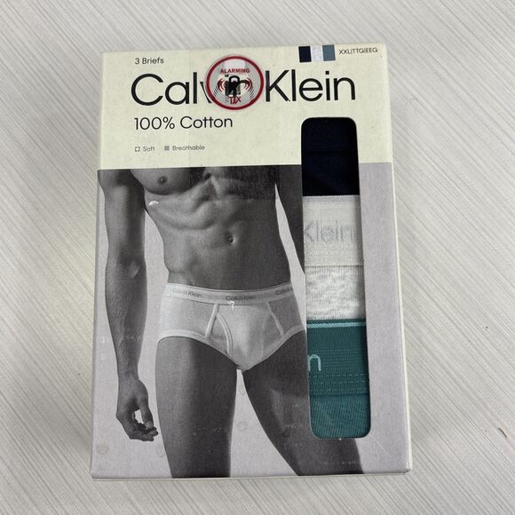 CALVIN KLEIN 100% Cotton  BRIEFS 3 PACK Classic SIZE  XXL  NEW - Picture 1 of 7